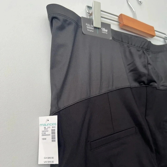 Maurices Maternity Pull On Bengaline Black Dress Pants Skinny | 18W - Picture 5 of 9
